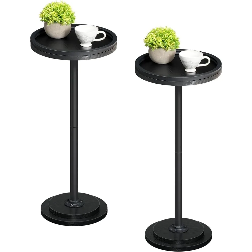 

Small Side Tables, Set of 2, Drink Tables, Round Coffee Martini Tables with Pedestal for Small Spaces in Living Room, Bedroom,