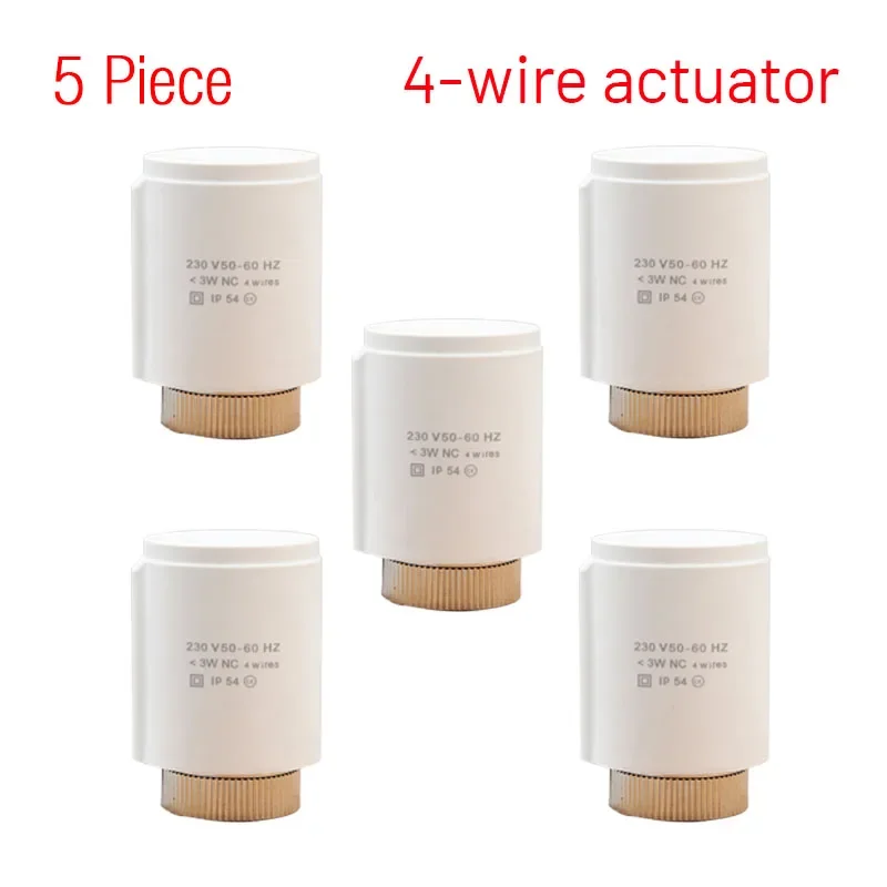 （5 pieces）4 wire Thermal Actuator – 230 Volts Thermal Actuator for Precise Heating Control – Radiant Floor Heating Manifold