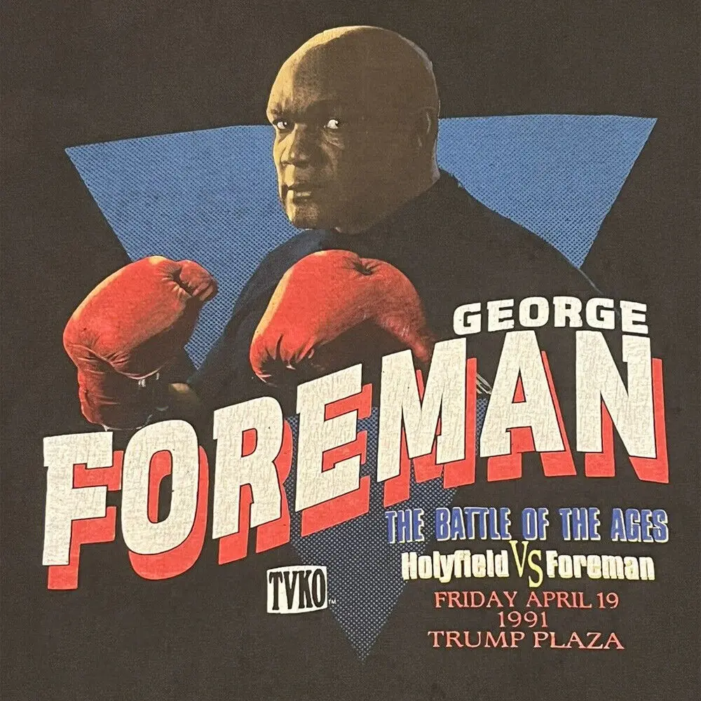 Hot 1991 George Foreman Vs Evander Holyfield Boxing Cotton Shirt NY136 long sleeves