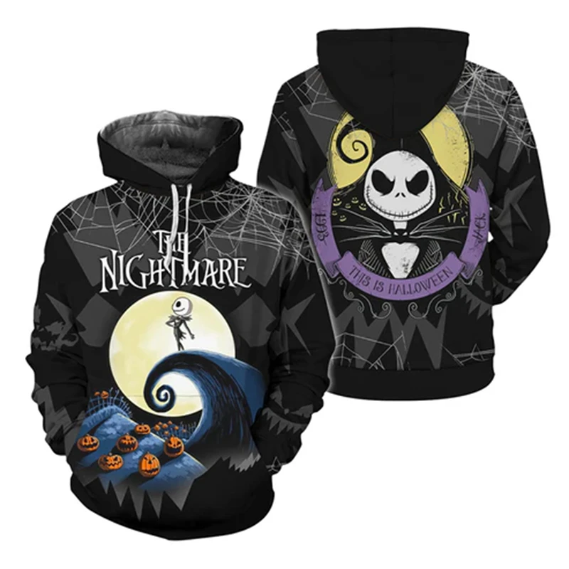 Nightmare Before Christmas Boy Girls Hoodies Disney Men's Hoodies New 3D Printed Pullovers MINISO Men's Hoodies Fashion Menswear