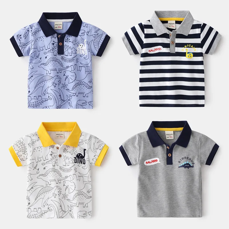 Children Clothes Summer Cotton Polo Shirts Short Sleeve Dinosaur Toddler Boy Polos T Shirt Baby Newborn 3 to 6 9 12 18 24 Months