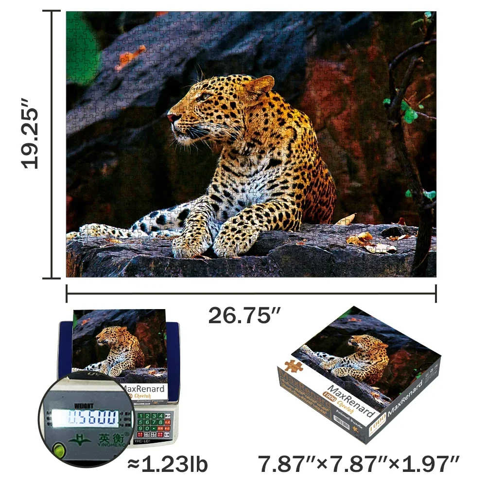 MaxRenard 1000 Pieces Art Puzzle Jigsaw For Adults Paper Assembling Animal Picture Cheetah Puzzles Toys for Adults Games