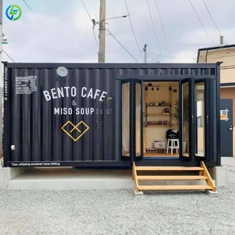 Steel Shipping Container Industrial Design Mobile Coffee Shop Restaurant Outdoor Bar with Breathable Feature Customized