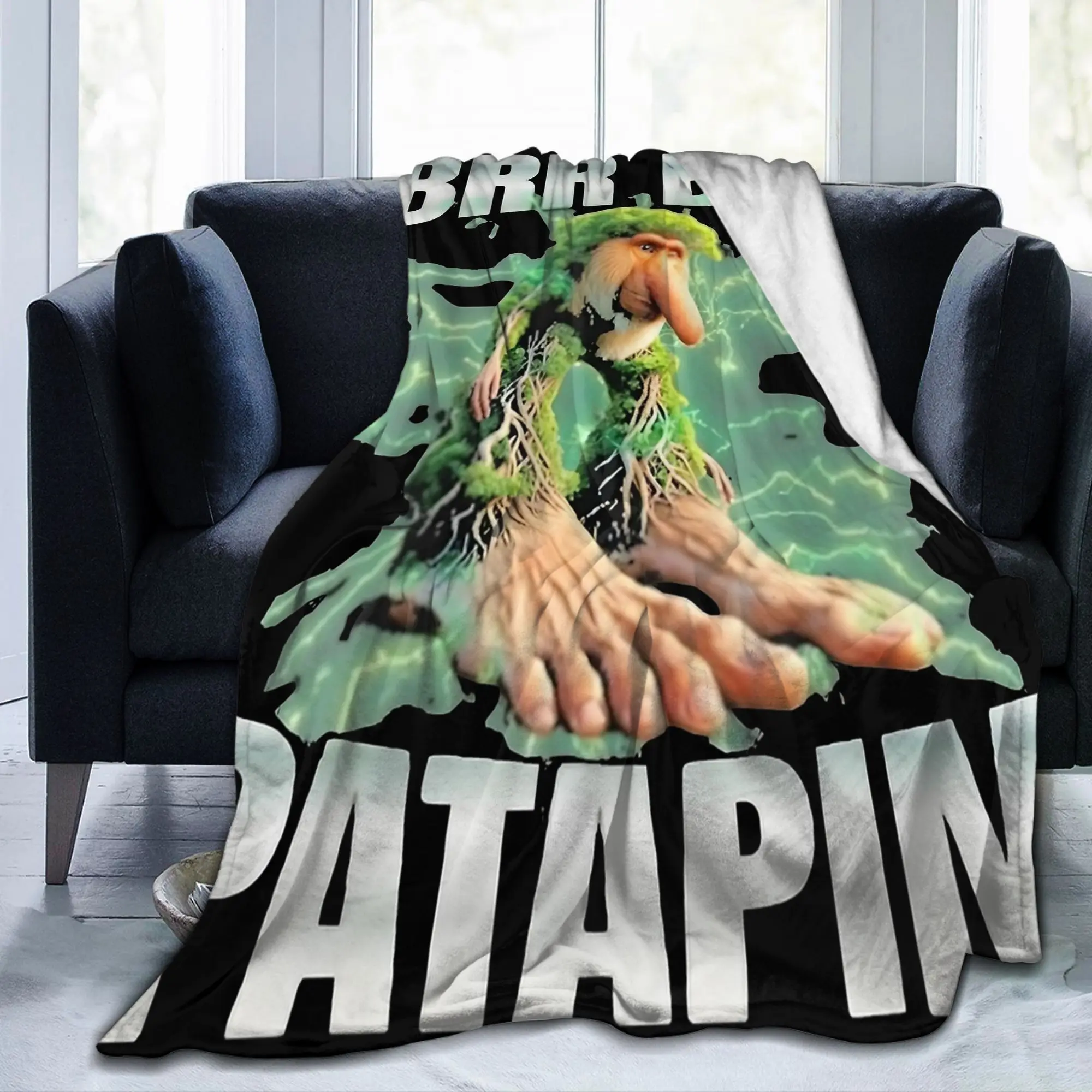 

Brr Brr Patapim итальянское одеяло Brainrot, флисовое текстильное декоративное многофункциональное теплое одеяло для кровати, офиса, постельные принадлежности, пледы