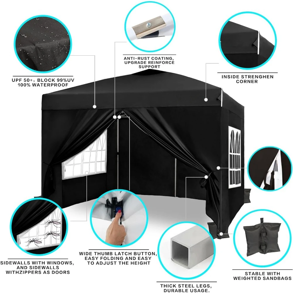 Imagem -03 - Full Folding Toldo com Sidewalls Wheeled Bolsa Shelter Pátio Exterior Festas de Casamento e Eventos Casa