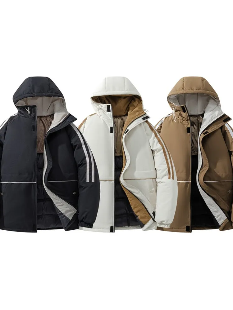 

Мужская зимняя утепленная куртка-пальто с защитой от холода, теплая повседневная куртка для папы, с длинными рукавами, на молнии, из полиэфирного волокна