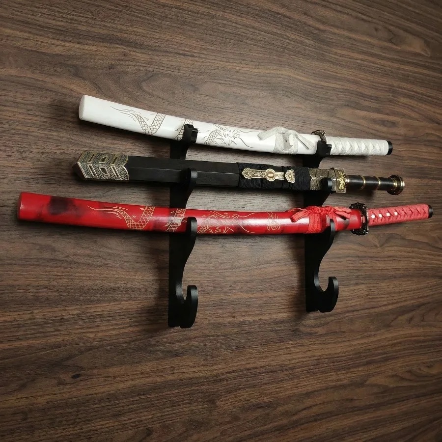 Wandschwerthalterung aus Holz für echte japanische Katana, Samurai-Säbel, Wandmontage, Aufbewahrungsregal, Displayhalter, Deko-Geschenk
