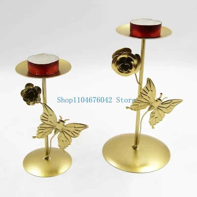 652F Wrought Iron Holder Butterfly Decorative Stand Candlestick for Wedding Dining Table Home Decorations