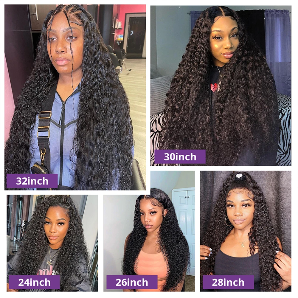 30-calowe kręcone peruki z ludzkich włosów dla czarnych kobiet 13x4 Lace Deep Wave Frontal Wigs Water Wave Lace Front Human Hair Wig