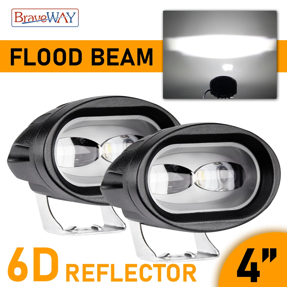 

BraveWay 4inch 6D LED Work Light Spot Flood Beam for Car Motorcycle Truck Tractor SUV ATV Off-Road Headlight 12V 24V Fog Light