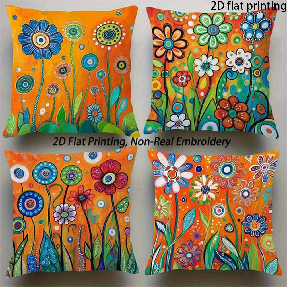 1/4PCS Bohemian Floral Art Pillow Covers ,Suitable for beds, sofas, lounge chairs, home decoration.