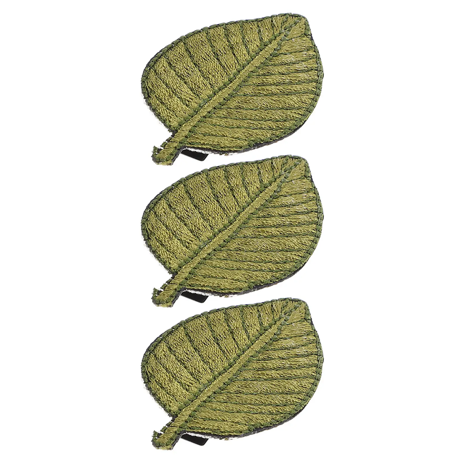 

Набор из 3 заколок для волос в форме листа, с вышивкой, зеленые, для женщин, прочные, из сплава и ткани, милые, простые, металлические