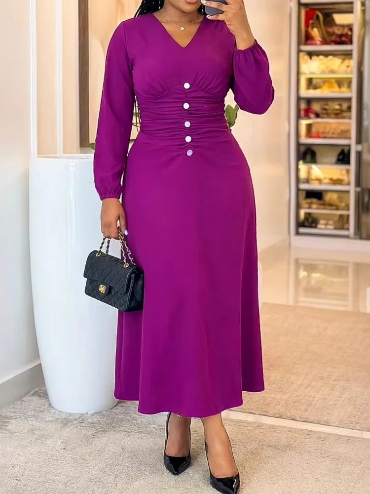 

Африканские платья для женщин: элегантное плиссированное макси-платье Дашики с коротким рукавом, традиционная африканская одежда для женщин, коллекция 2026 года