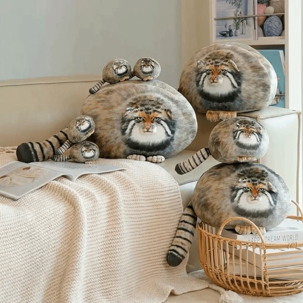 Cute Ultra Soft Plush Stuffed Animal Toy Realistic Simulation Huggable Stuffed Cat Doll Manul Plush Pillow Bedroom Decoration