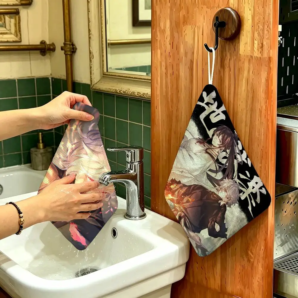 Anime Jigokuraku Hells Paradise Hanging Style Hand Wiping Towel, Polyester Cotton, Anti-fade for Indoor Kitchen Living Room