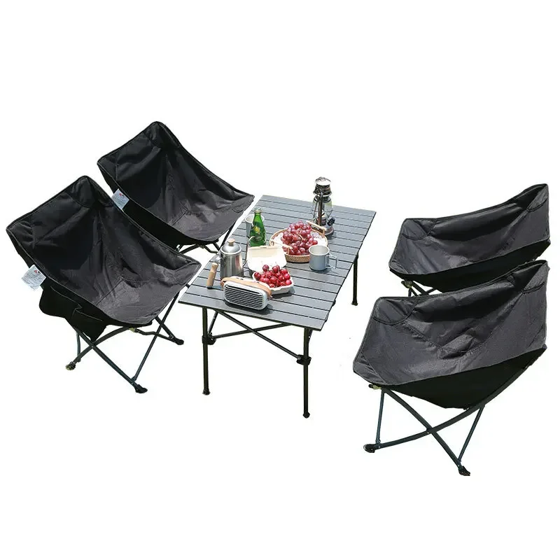 

Outdoor camping, folding table and chair set, moon chair egg roll table, park leisure