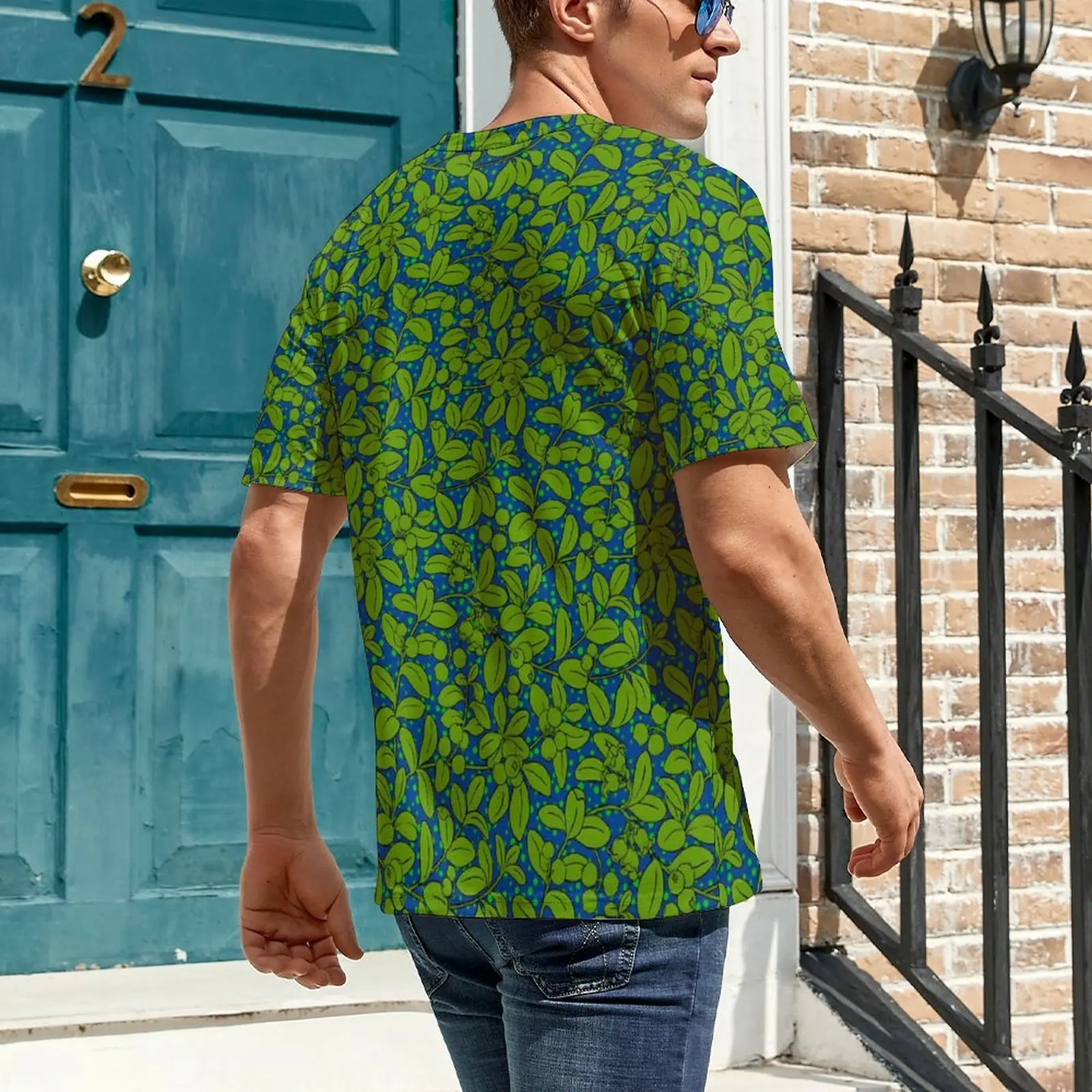 Man Green Plant T-Shirt Leaf Print Vintage T Shirts Short Sleeves Graphic Tops Hot Sale Summer Kawaii Big Size Tees