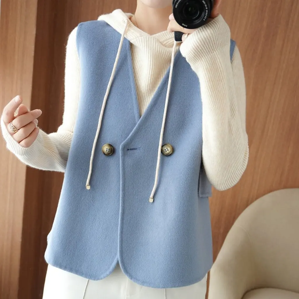 

Women's Double-sided Wool Vest V-Collar Fragrant Style Fall/Winter New Fashion 23