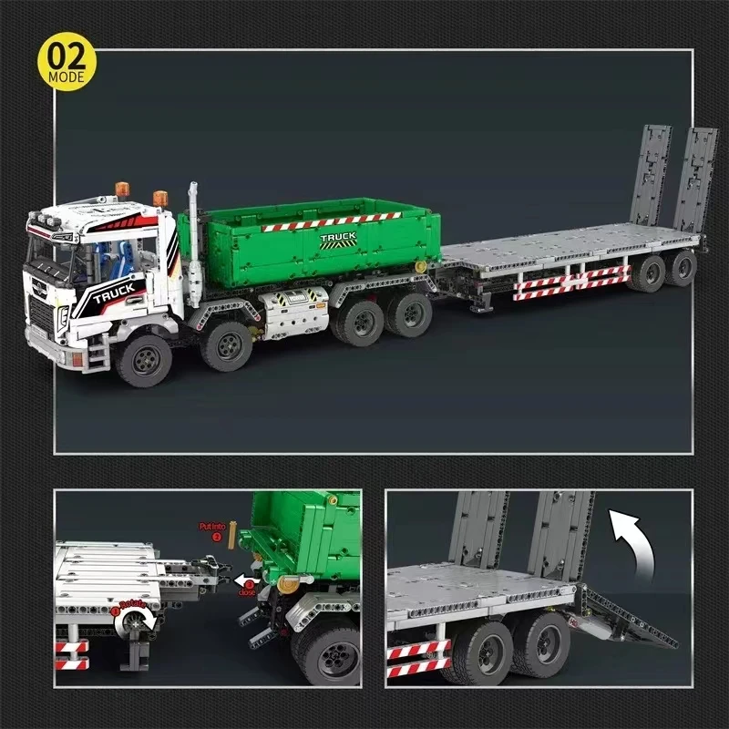 Technical  Electric Remote Control Crane Truck Trailer Building Blocks MOC Transport Engineering Vehicle Car Bricks Toys Adult