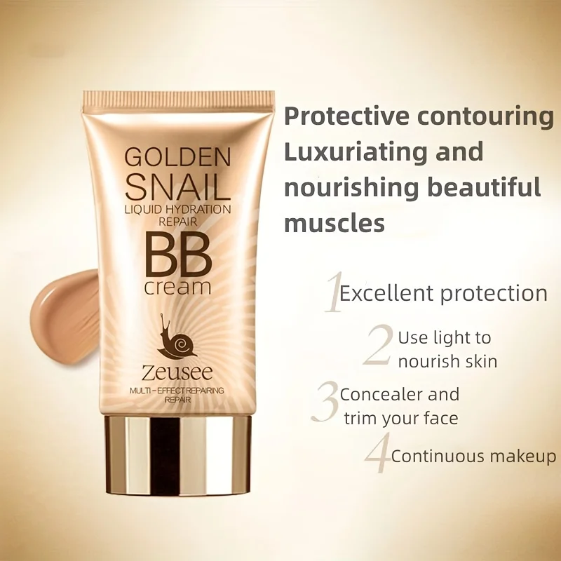 ゴールデン カタツムリ ヒアルロン酸 BB クリーム モイスチャライジング フェイス メイクアップ ファンデーション ミディアム カバレッジ すべての肌の色合いに対応