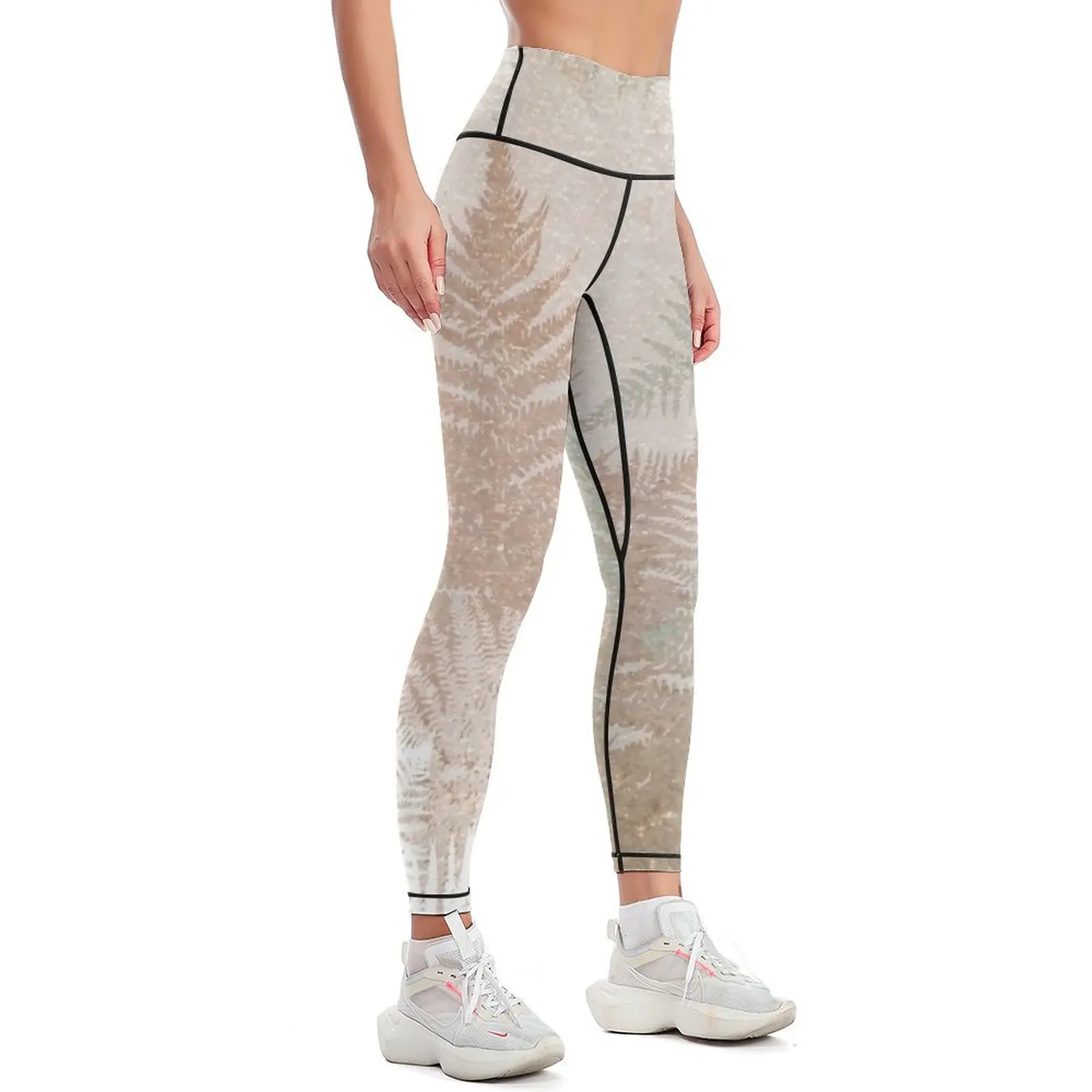 Fern Snowflakes-Leggings dorés, bronze et intersection pour femmes, leggings de fitness, haut de gym push-up, vêtements de sport pour femmes