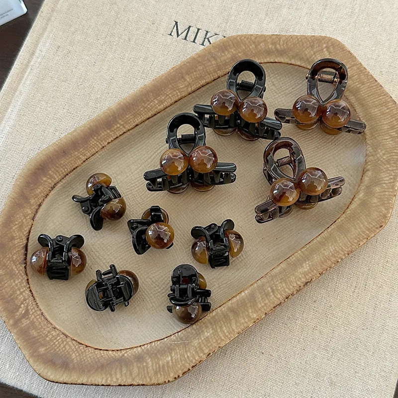 2025年ラグジュアリーミニクリップアンバー、パールアクセント付きスモールヘアピン、滑り止めサイドクリップ、女性用シック