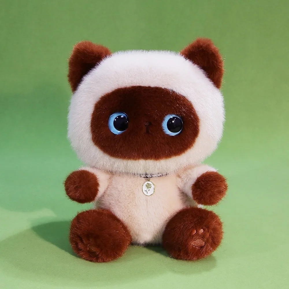 子猫人形ぬいぐるみ黒猫ぬいぐるみふわふわかわいいシャム猫人形漫画コンフォートキャットテーブル人形誕生日プレゼント