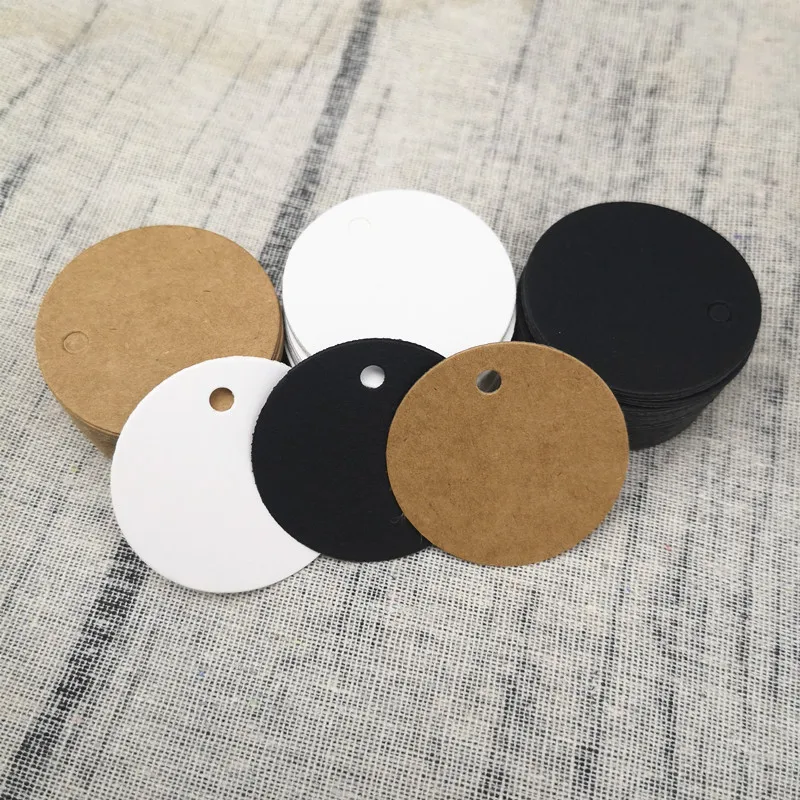 Round Kraft Paper Tags Luggage Wedding Note Cards Gift Bags Boxes Hang Tag Blank Price Packing Labels Handmade Crafts 100pcs