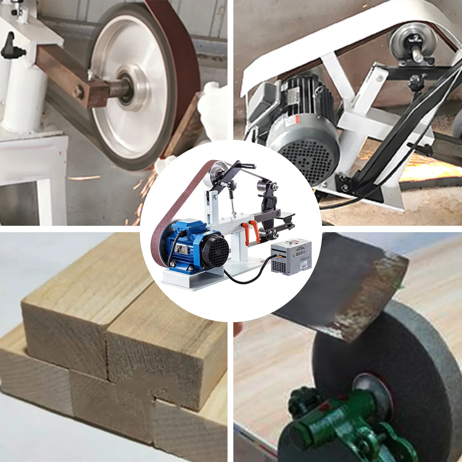 VEVOR-Ponceuse à Bande Électrique de 1,5 KW, Vitesse Variable de 2x82 Pouces, avec 3 Roues de Meulage, pour Couteau Exécutif
