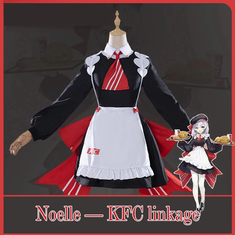 

Genshin Impact Noelle KFC linkage Cosplay Costume Carnival Uniform Wig Anime Halloween Costumes Women Game