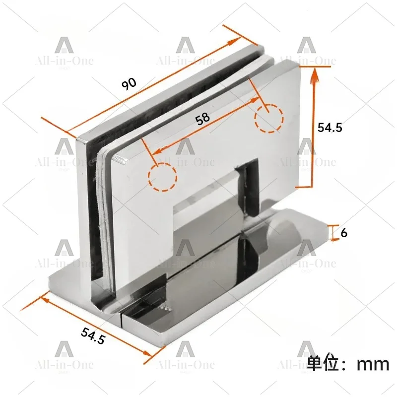 European stainless steel bathroom glass clip brass shower room hinge decorative cover glass door clip