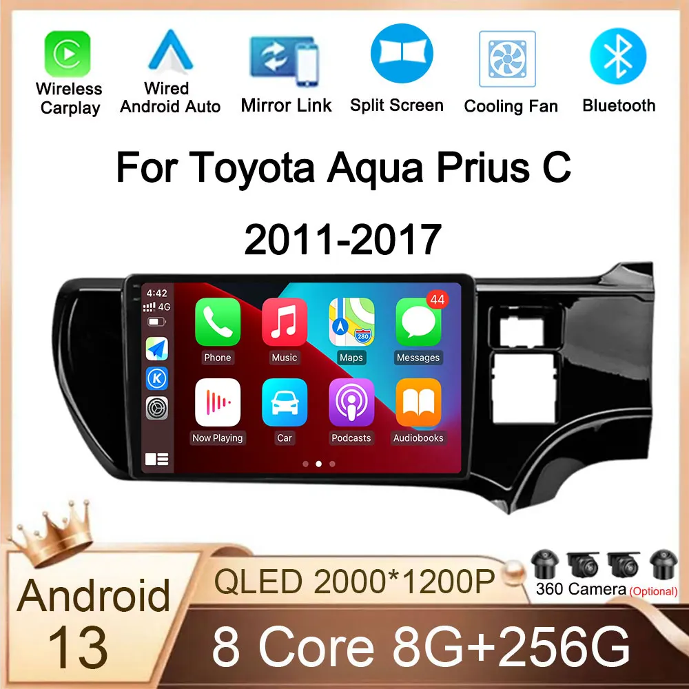 

Car Play For Toyota Aqua 2011 - 2017 Right Hand Driver Navigation GPS Android 13 High-performance CPU Multimedia No 2din DVD