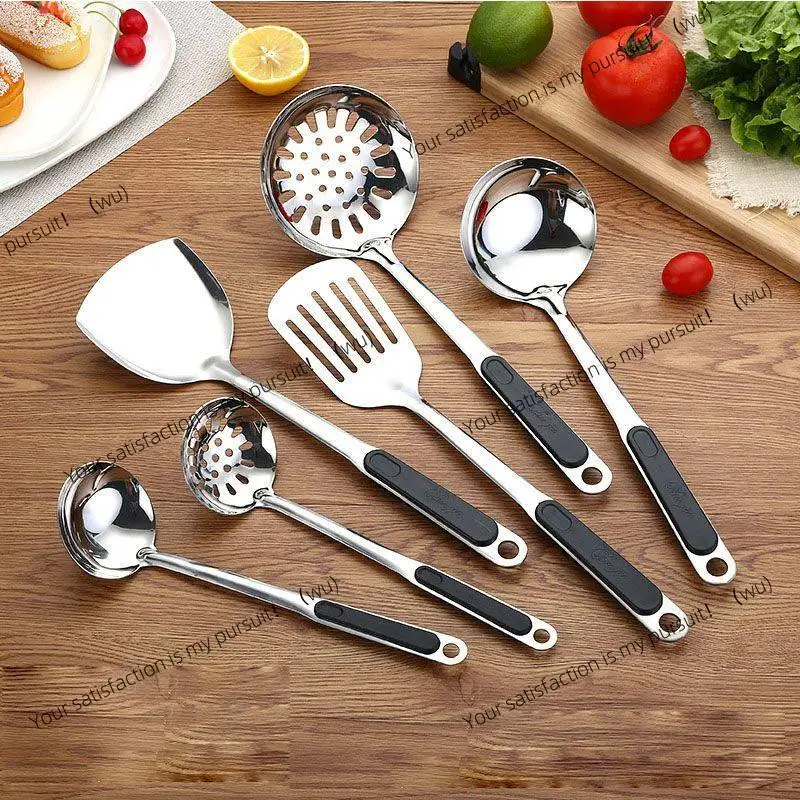 High-value stainless steel complete set of kitchen utensils, anti-scalding household cooking shovel