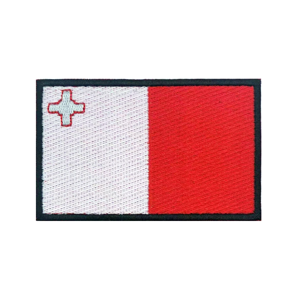 Maltese flag Malta Patches Armband Embroidered Patch Hook & Loop Iron On Embroidery  Badge Military Stripe