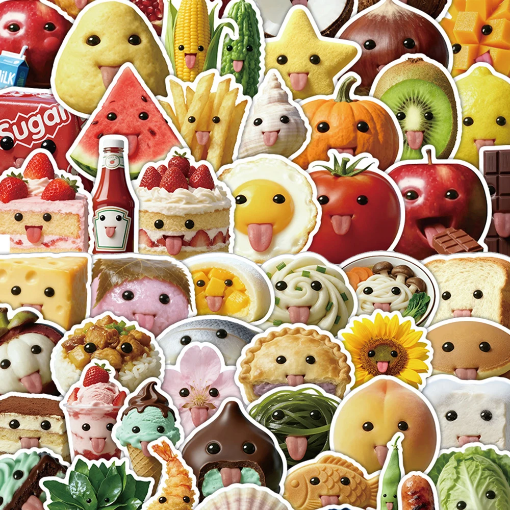 

10/30/50/100pcs Funny Abstract Food Meme Stickers Cute Cartoon Decals Decoration DIY Fridge Suitcase Phone Case Graffiti Sticker
