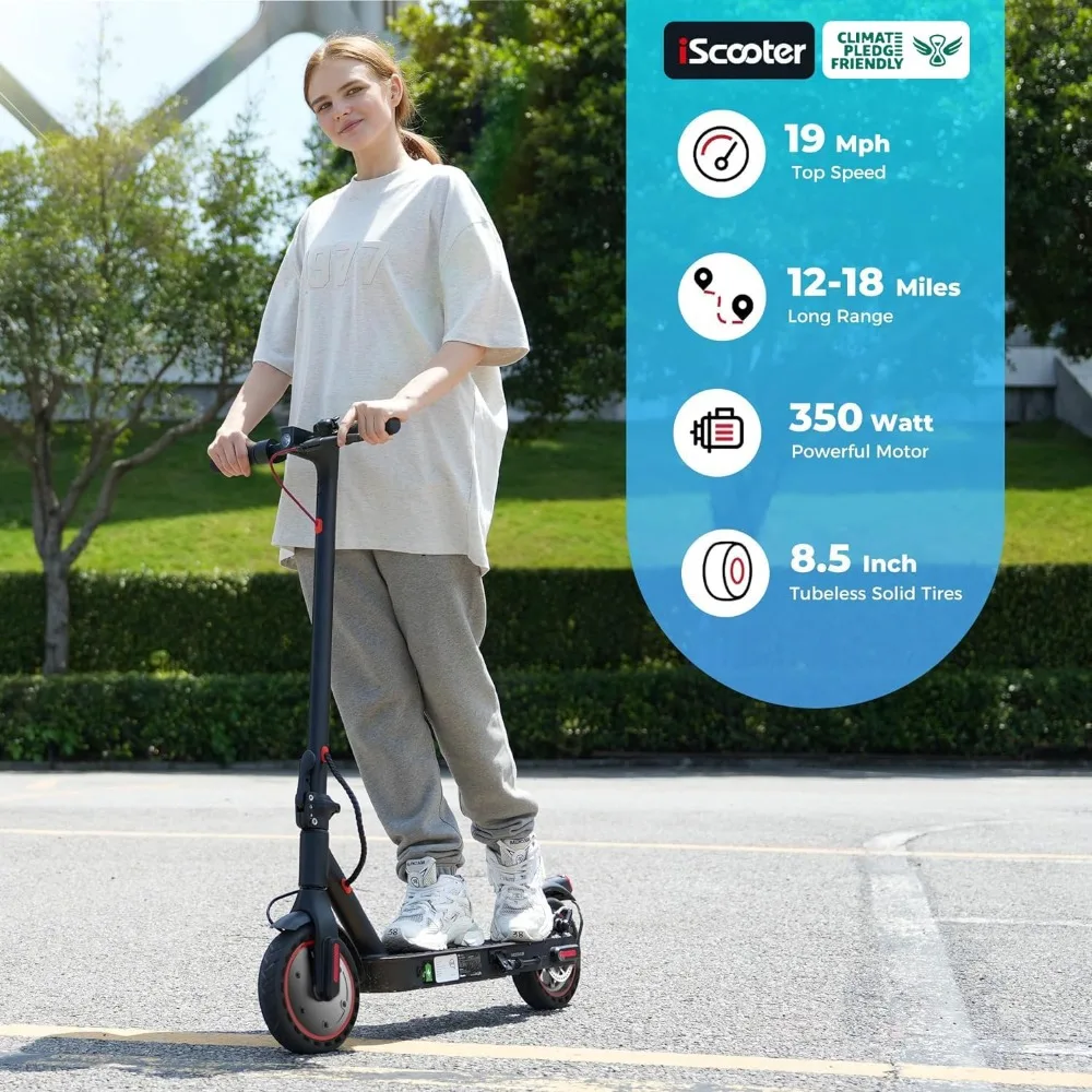 Electric Scooter, 18 Mile Range, 15.6 MPH Top Speed, 350W Foldable Commuter Electric Scooter with Dual Braking System