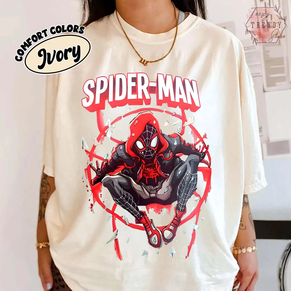

Spider-Man Miles Morales T-shirt, Marvel superhero retro T-shirt, unisex pure cotton casual T-shirt for all seasons