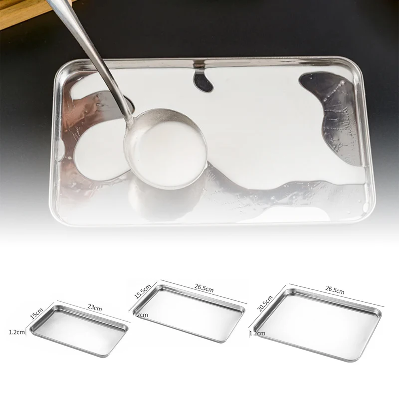 Rectangle Stainless Steel Tray Buffet Presentation Tray Metal Food Serving Plate Rice Noodle Pan Home Dish Storage Organizer Pan