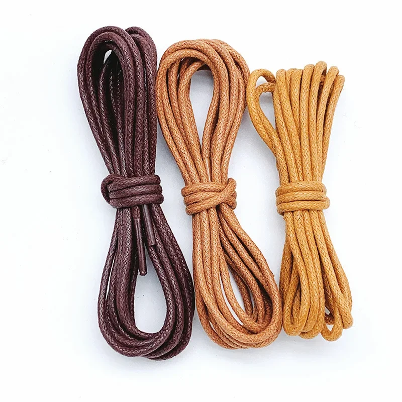 2.5mm Cotton Waxed Solid Round Shoelaces Durable Polyester Shoelaces Oxford Shoe Laces Boots Laces Waterproof Leather Shoelace