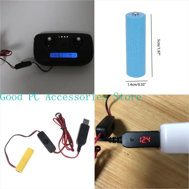

R53C QC3.0 USB to 6V 7.5V 9V 12V Power Cable With Switch AA Battery for LED Light Toy Walkie-Talkie Power Cable