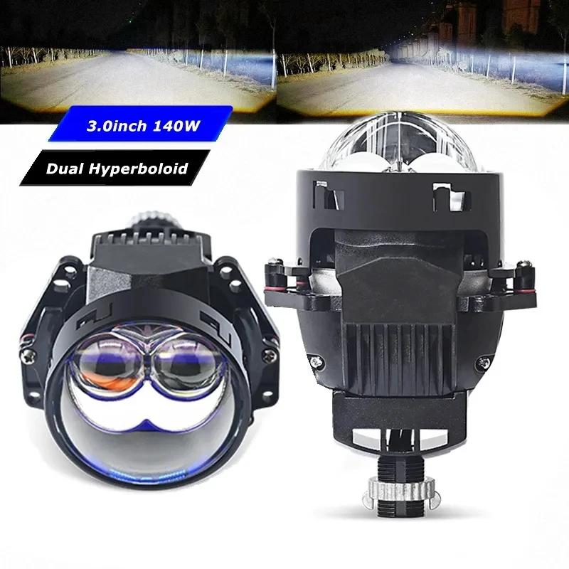 

Car 3” Bi LED Dual Hyperboloid Projector Lenses Headlights 12V 140W 6000K Hella 3R G5 For H4 H7 9005 9006 Car LED Light Retrofit