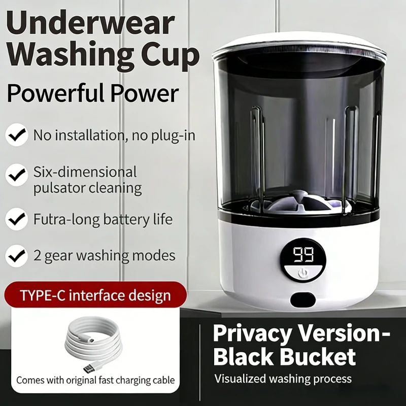 2L Mini Washing Machine Automatic Portable Turbo Led Washing Cup Portable Washing Machine Is Suitable For Underwear.Briefs.Socks
