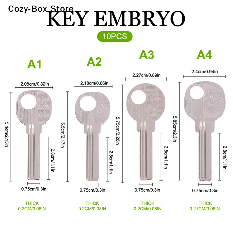 [ZY]10Pcs Silver Color Metal Key Embryo Square Key Blank Fingerprint Lock Password Lock Electric Door Lock Blank[ZY]