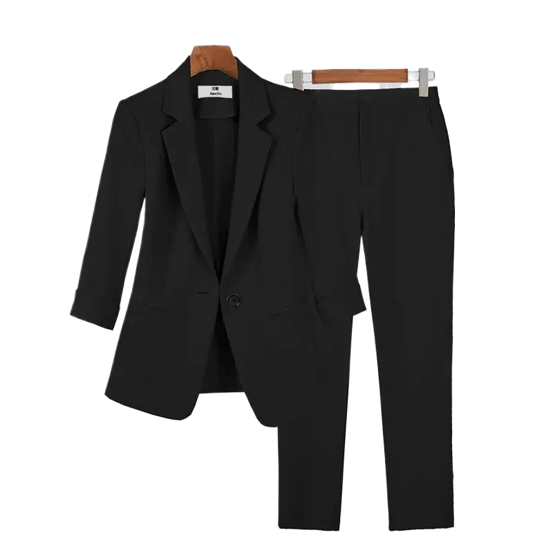 Ensemble assressentideux pièces pour femmes, veste et pantalon décontractés, blazer mince, tenue professionnelle élégante, mode coréenne, été, nouveau, 2024