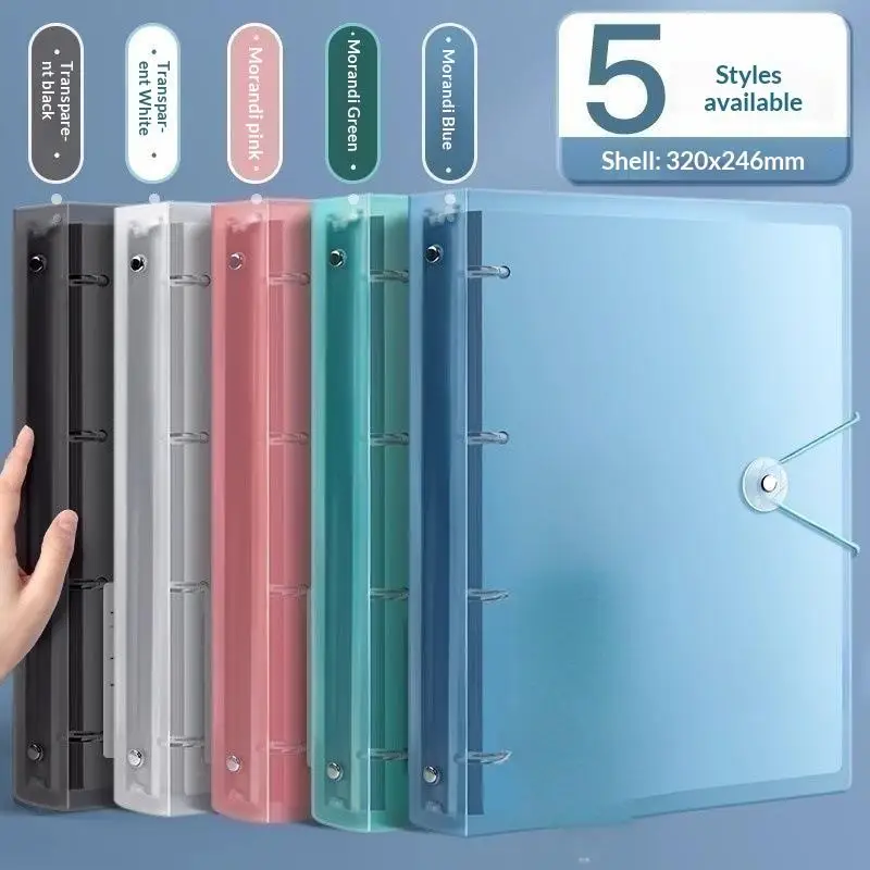 Transparent Plastic 3 Ring Binder Waterproof With Elastic Buckle 5 Colors Office School File Organizer