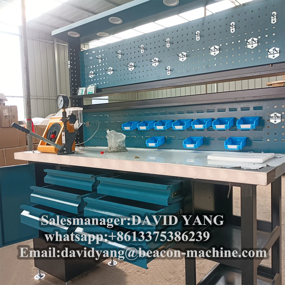 Promotion Workshop Bench With Drawer Metal Heavy Duty Workbench Table Garage Tool Storage Work Bench