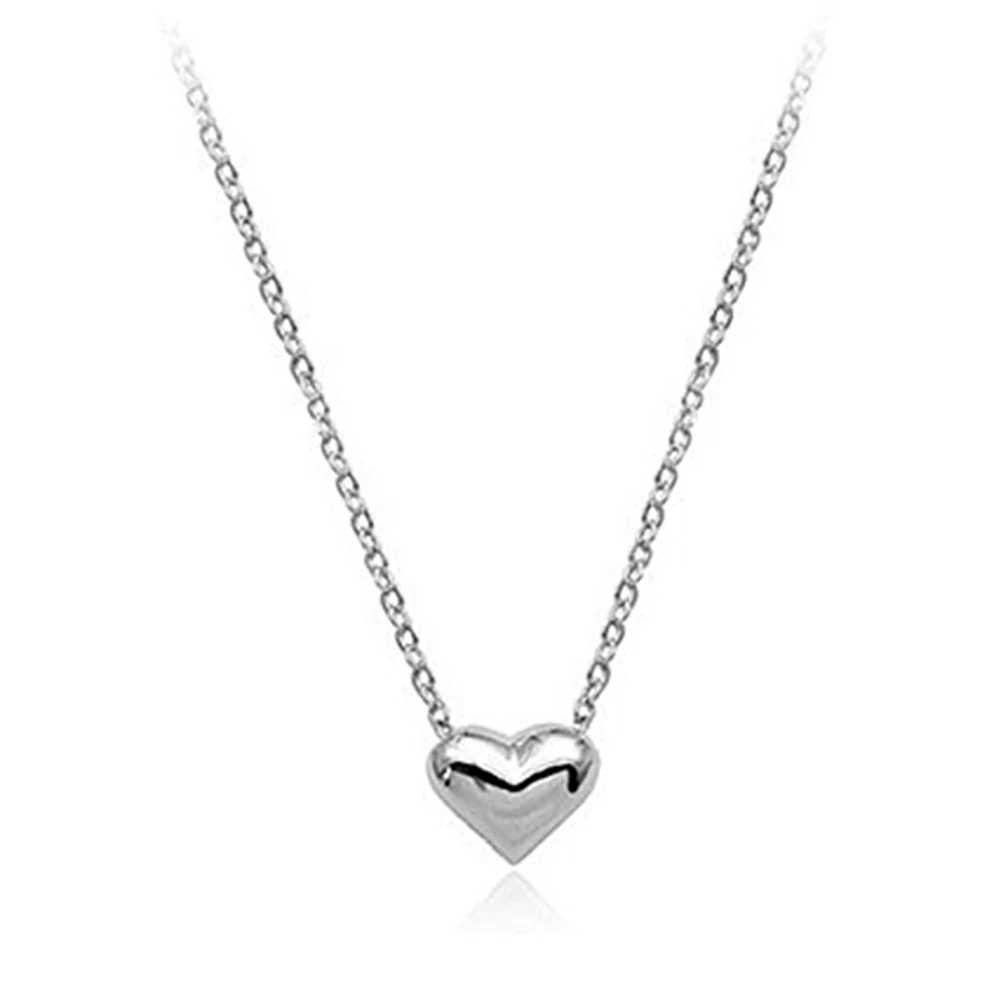 Simple Small Smooth Heart Necklace Earrings Set Fashion Jewelry Stainless Steel Polished Heart Charm