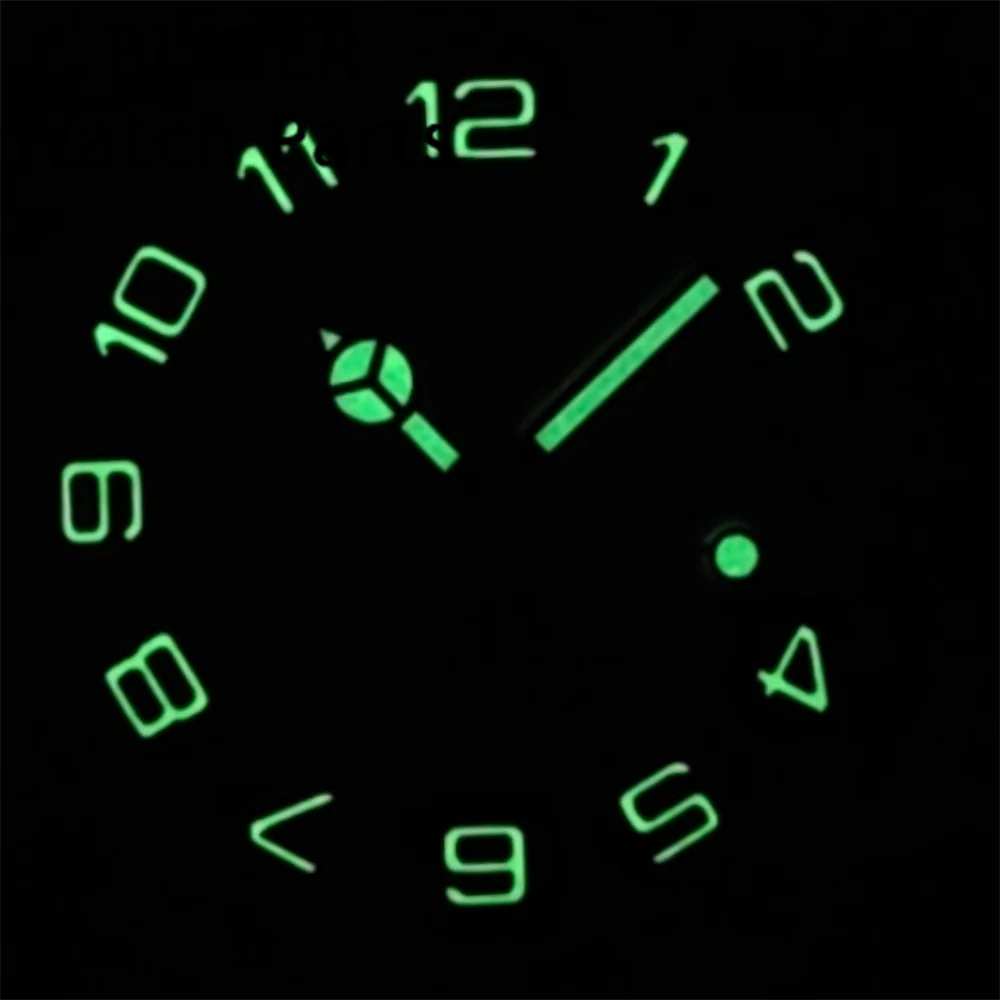 BLIGER 29mm Quartz Watch Dial Black White Blue Dial Green Luminous Fit RONDA 515 Quartz Movement