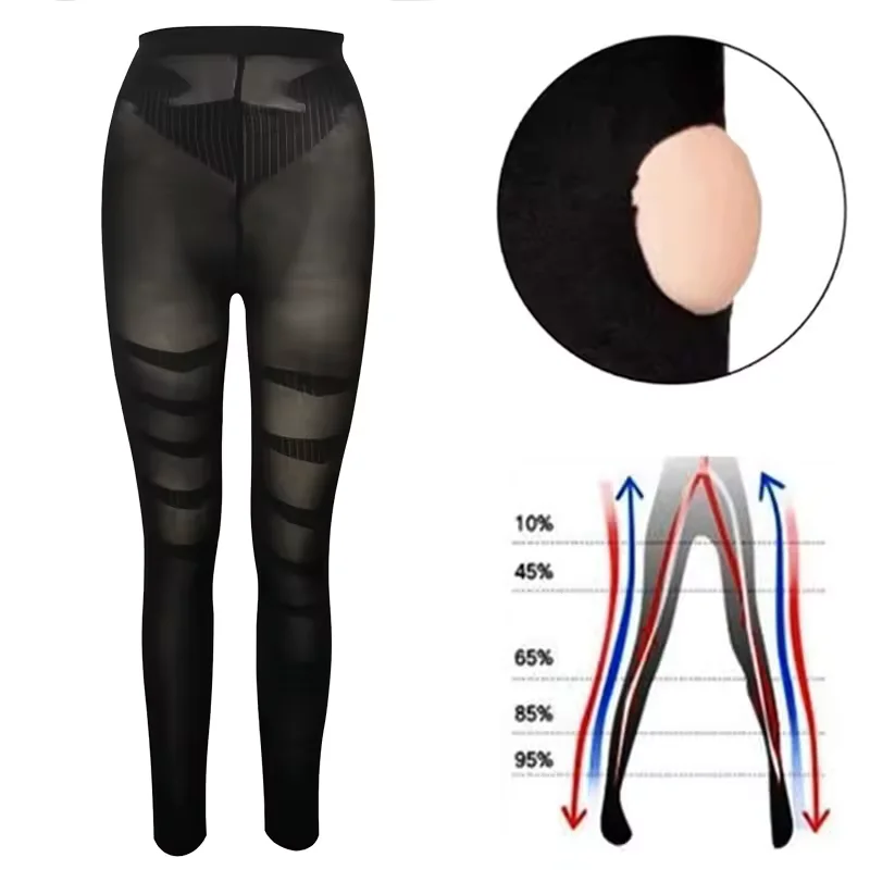 2PCS Shapewear Anti Cellulite Compression Legging Leg Slimming Body Shaper High Waist Tummy Control Panties Thigh Sculpt Slimmer Light Shapewear Stockings Sexy Butt Lifter Breathable Underwear view 5