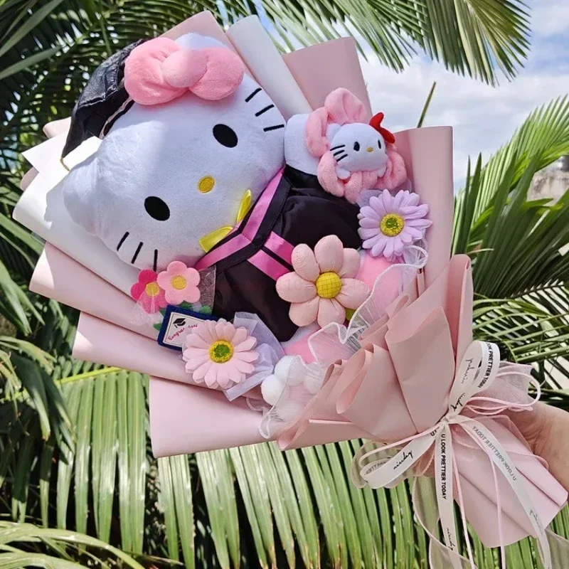 2024 Sanrio Hello Kitty bukiet dyplomowy moja melodia Kuromi Cinnamoroll z czapką dyplomową ręcznie robiony dziewczęcy prezent na walentynki